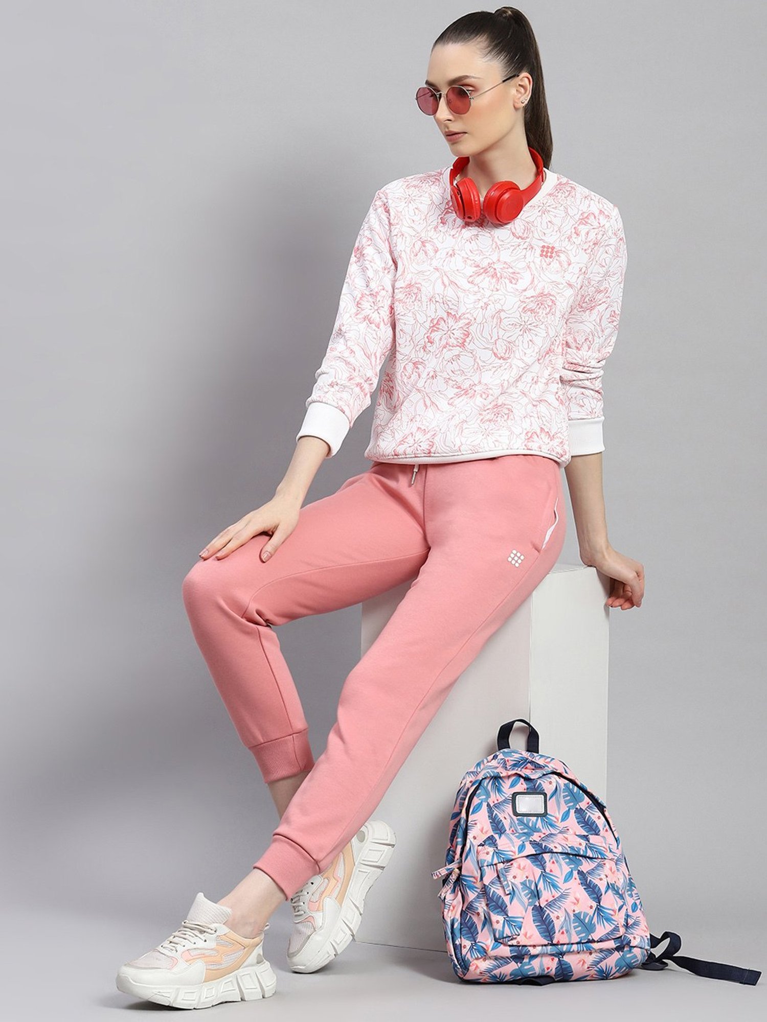 Rock.it White & Pink Cotton Floral Print Tracksuit