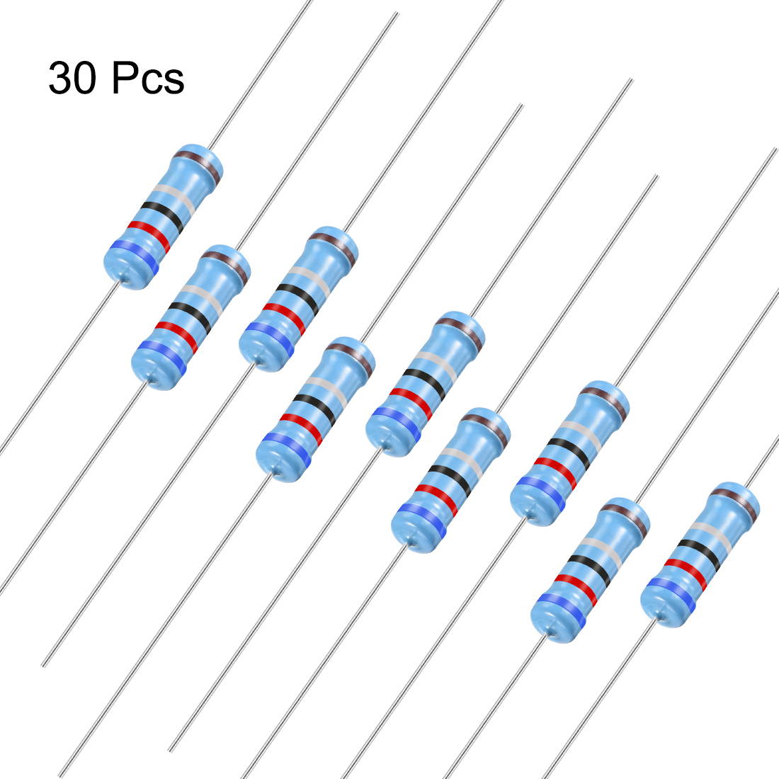 30pcs Metal Film Resistors 6.2 Ohm 2W 1%Tolerances 5 Color Bands