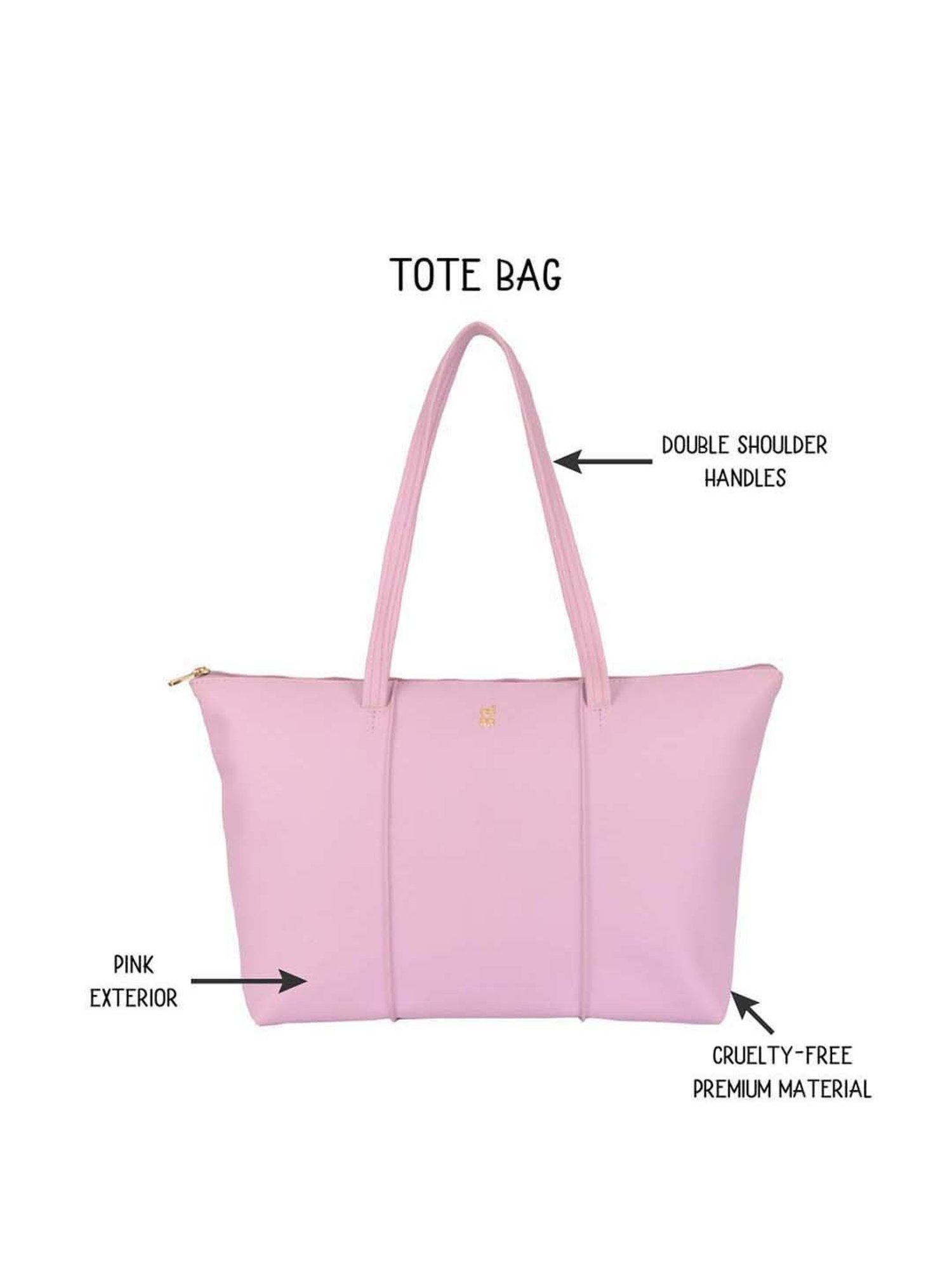 Baggit Pink Solid Large Tote Handbag