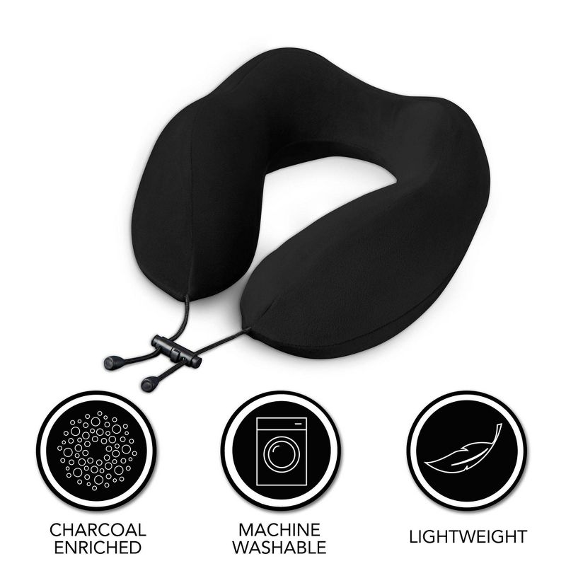 Brookstone Total Comfort Charcoal-Infused Travel Pillow - Black