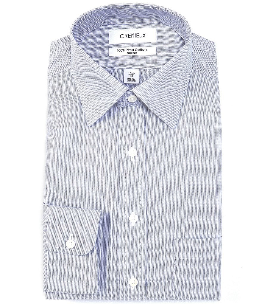 Psycho Bunny Non-Iron Modern Fit Spread Collar Solid Dress Shirt