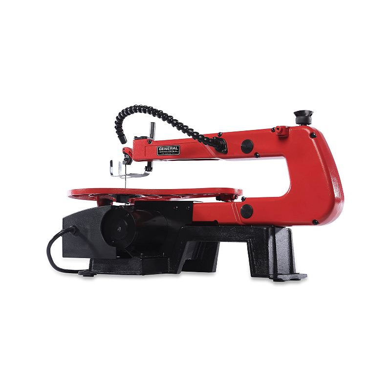 General International BT8007 Variable Speed 16 Inch Scroll Saw with Flexible LED Work Light, Flexi Sawdust Blower, and 1.25" Dust Collection Port, Red