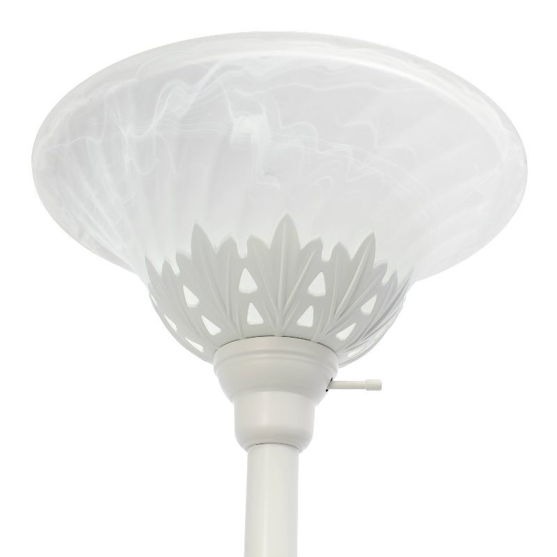 3 Light Floor Lamp with Scalloped Glass Shade White - Elegant Designs