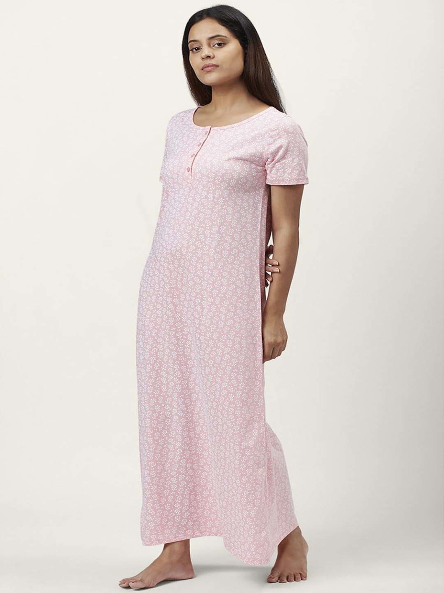 Dreamz by Pantaloons Pink Cotton Printed Nighty