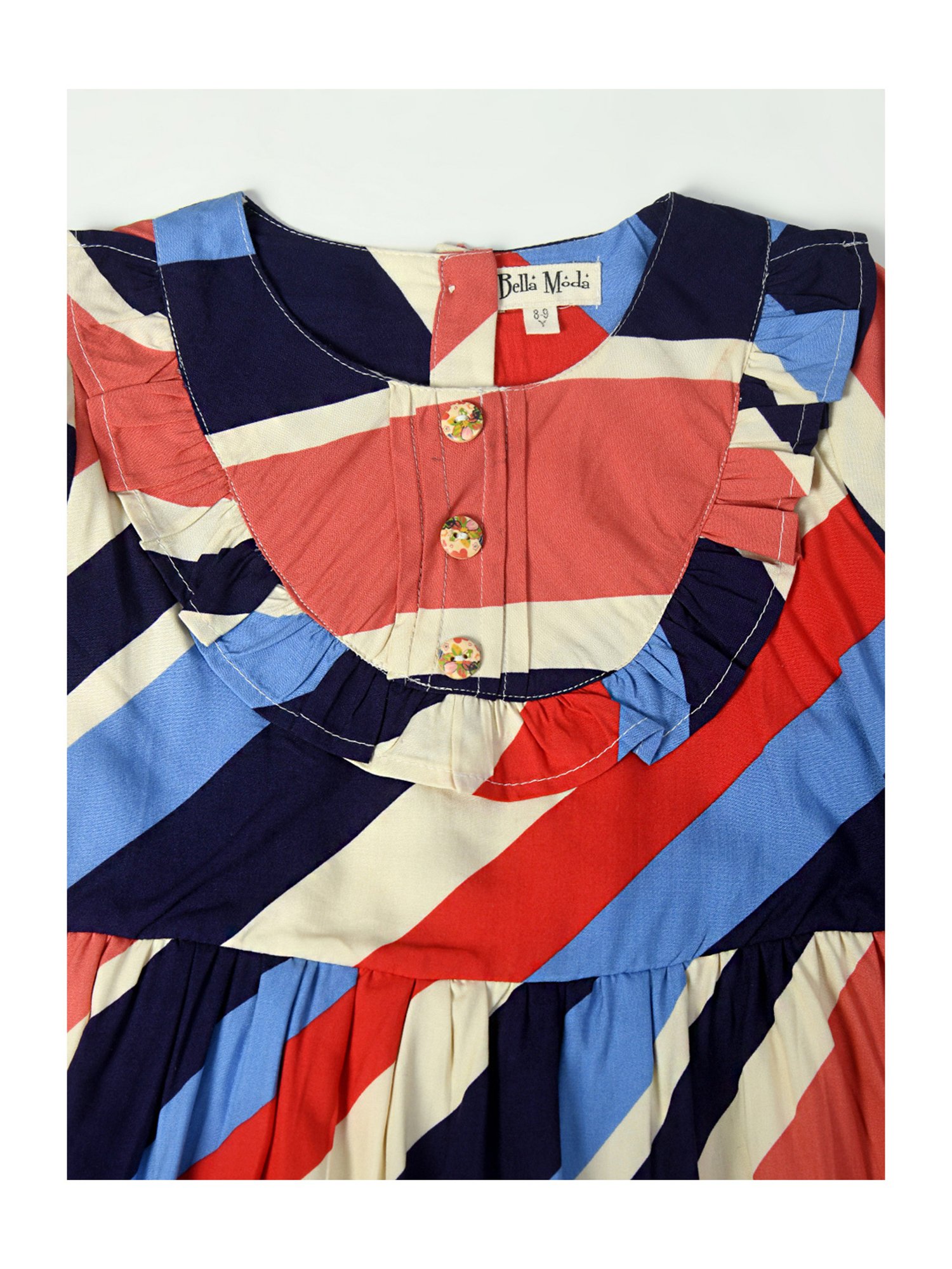 Bella Moda Kids Red Striped Full Sleeves Fit & Flare Dress