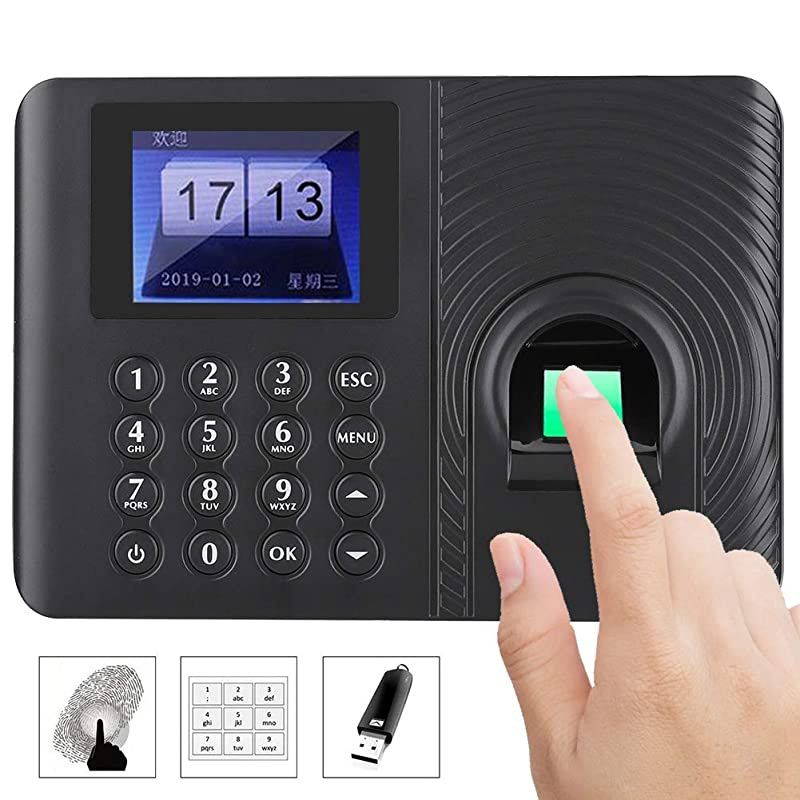 Fingerprint Password Time Attendance Machine Employee Checkingin Recorder Recognition Device Access Control 24in HighDefinition Color LCD Screen Attendance ControllerUS Plug