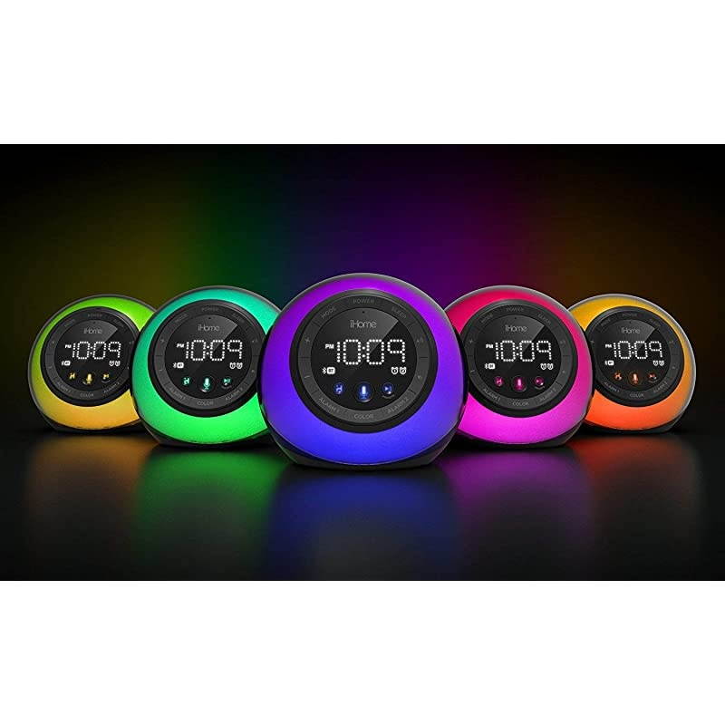 iBT297 AppEnhanced Bluetooth Color Changing Dual Alarm Clock Radio with USB Charging Voice Control and Customizable Smart Button