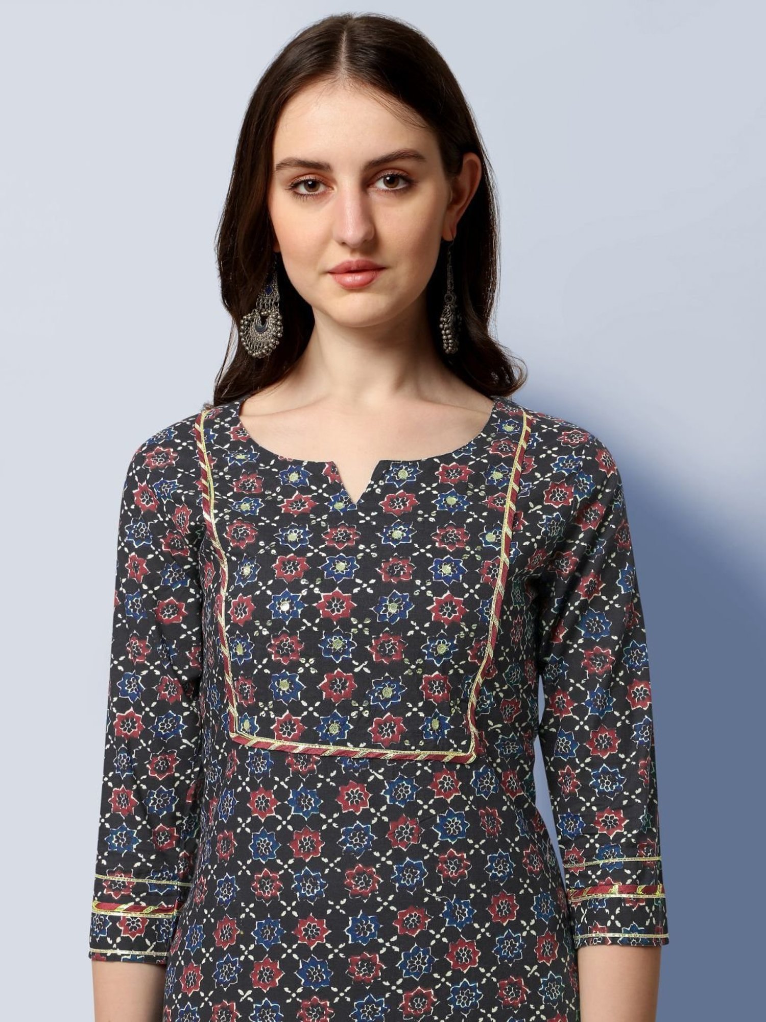 MIRCHI FASHION Black Cotton Embellished Kurta Pant Set With Dupatta