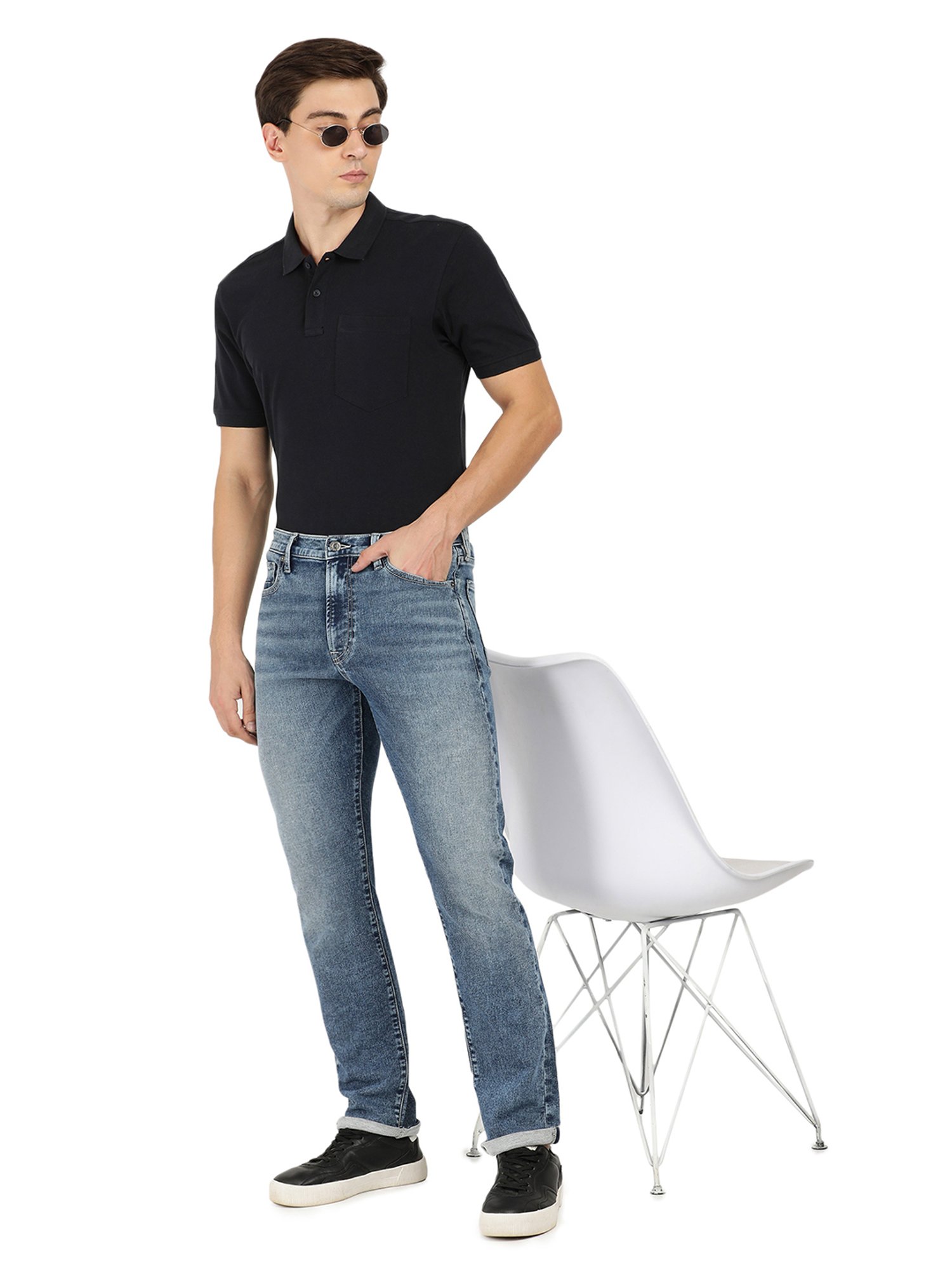 EVERBLUE Blue Regular Fit Midrise Stretchable Jeans