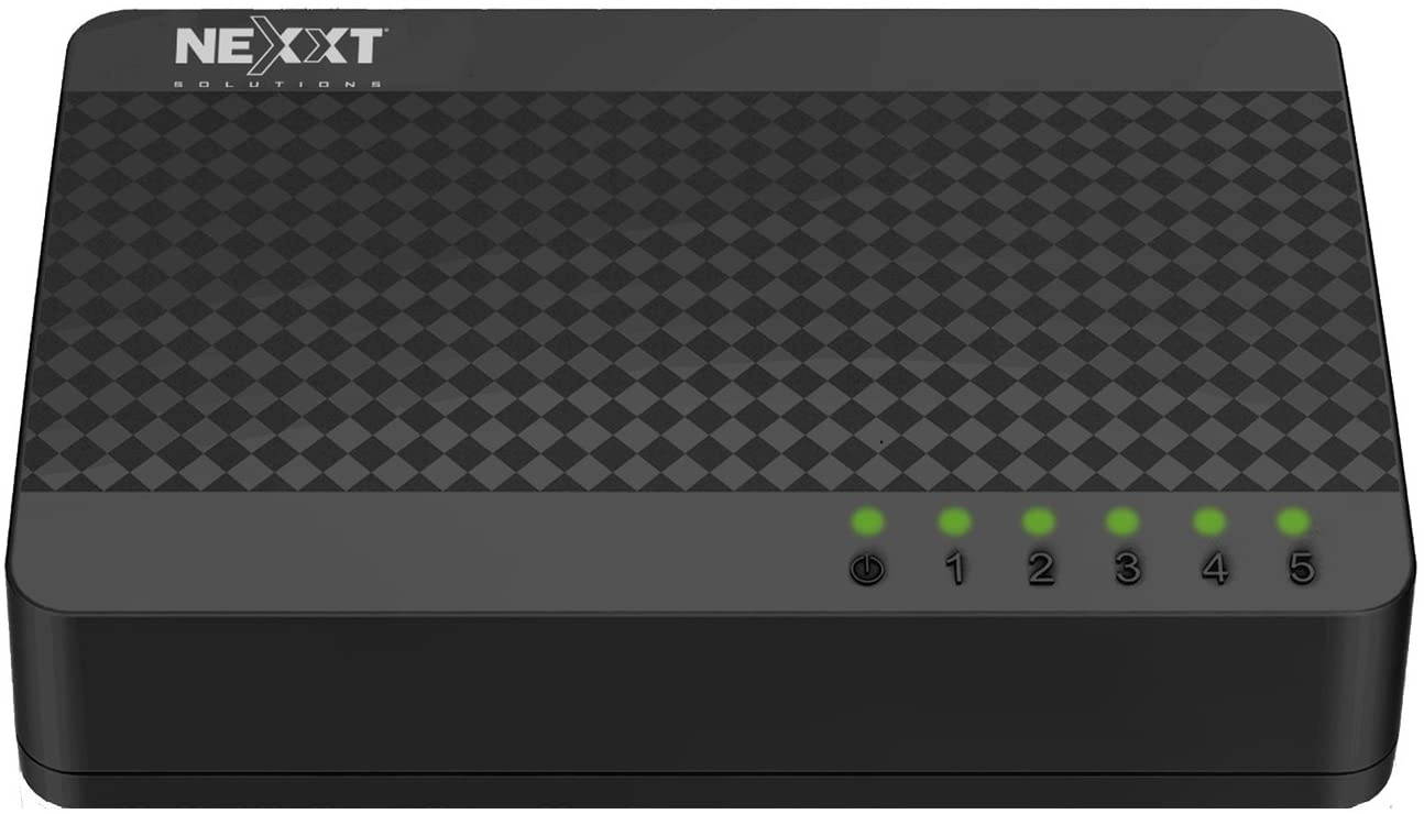Nexxt Solutions 5-Port Fast Ethernet Network Switch [Naxos500] | Smart Plug and Play Unmanaged Desktop Switch with Internet Splitter