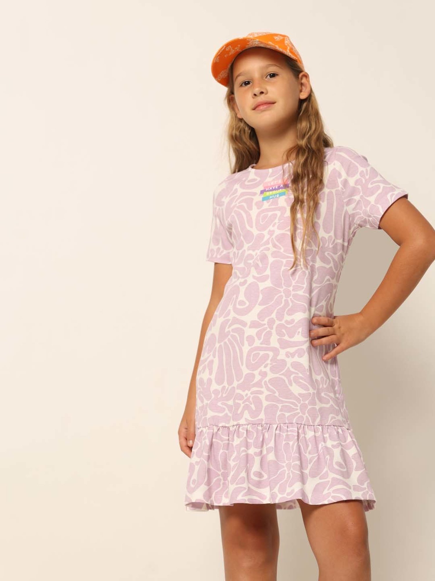 VERO MODA GIRL Pink Cotton Printed Dress