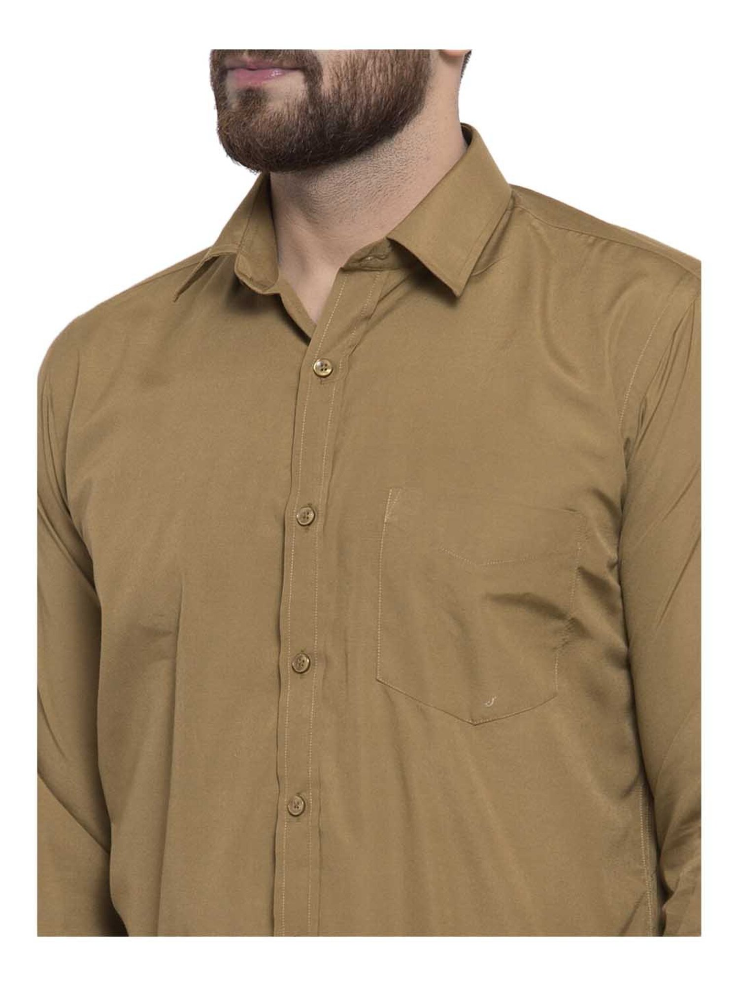 English Navy Khaki Slim Fit Shirt
