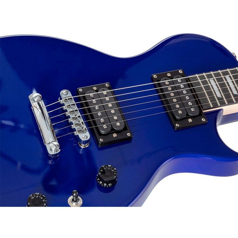 Monoprice 66 Classic V2 Blue Electric Guitar with Gig Bag, Right, 6 Strings, Poplar Body, HH Pickups - Indio Series