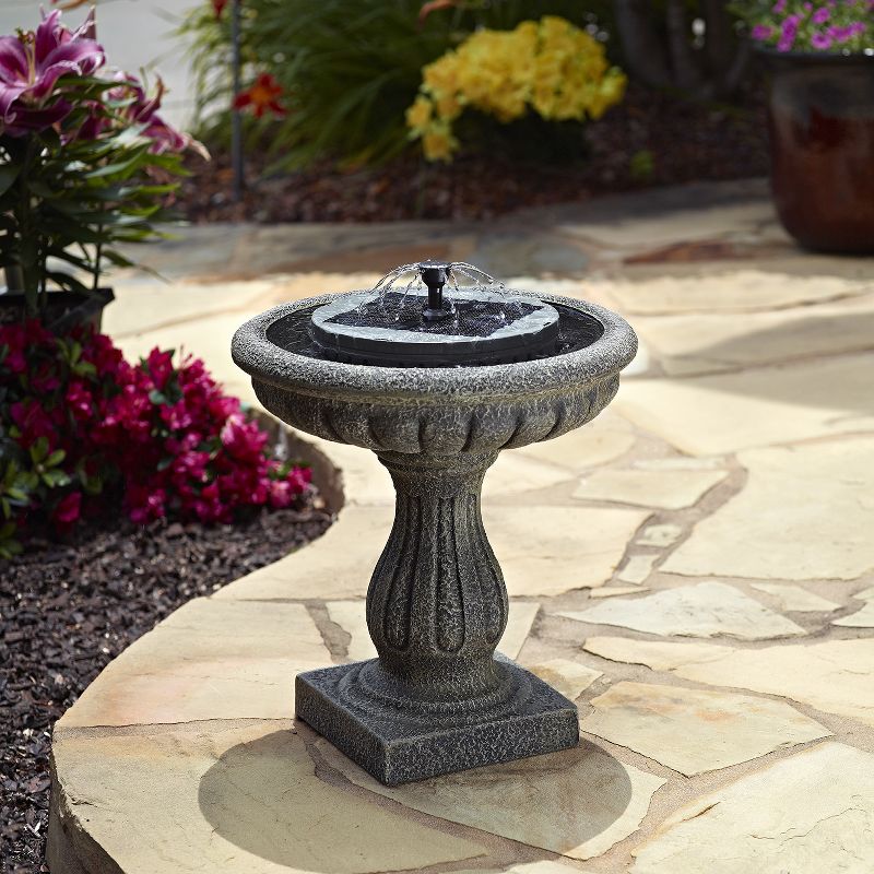 2" H Aquanura Polyresin Solar Birdbath Insert Gray - Smart Living