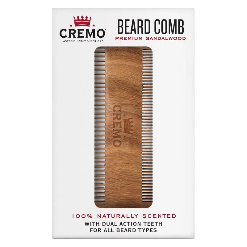 Cremo Premium Dual-Sided Sandalwood Beard Comb - Static & Snag Free - 1ct