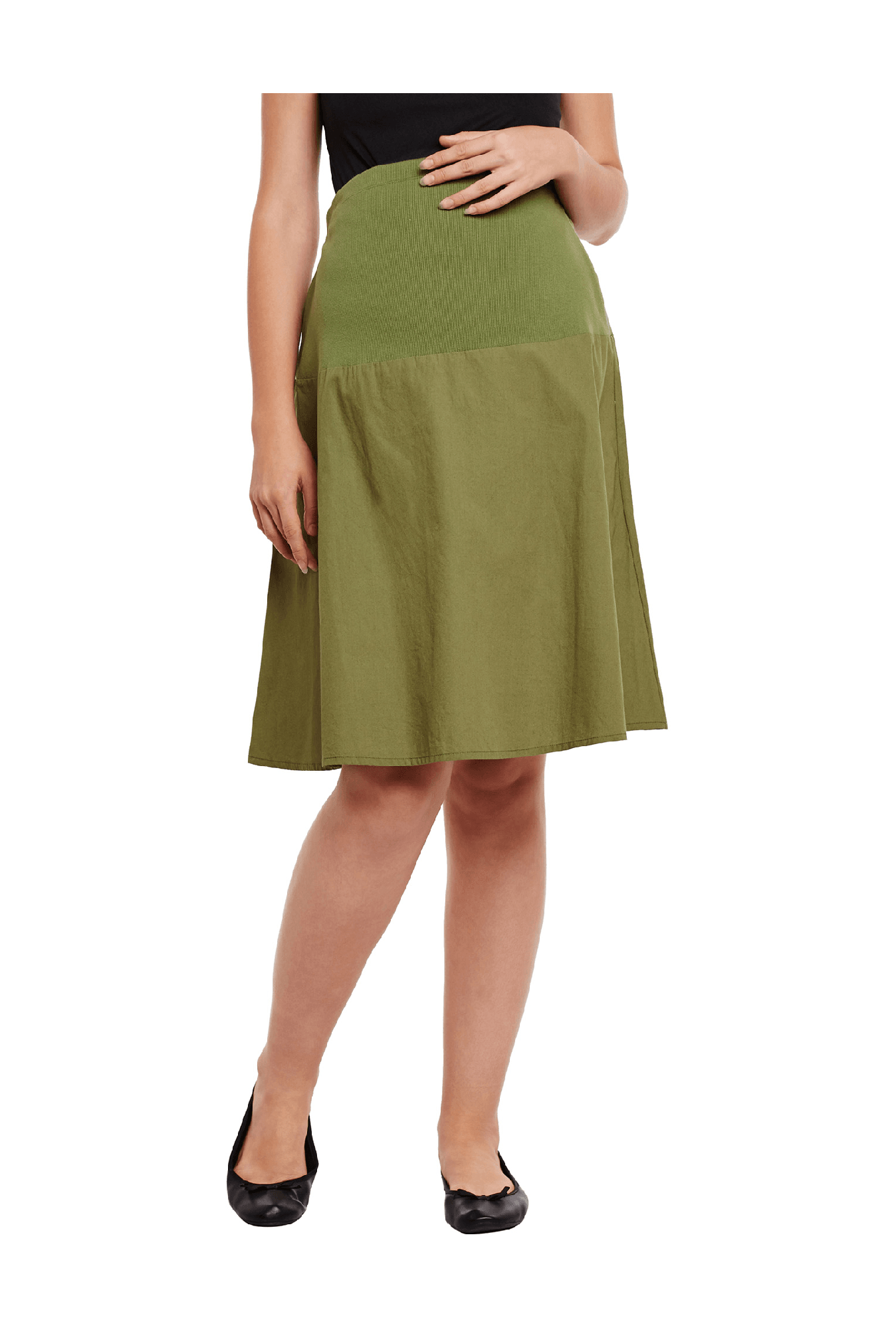 Oxolloxo Maternity Olive Cotton Skirt