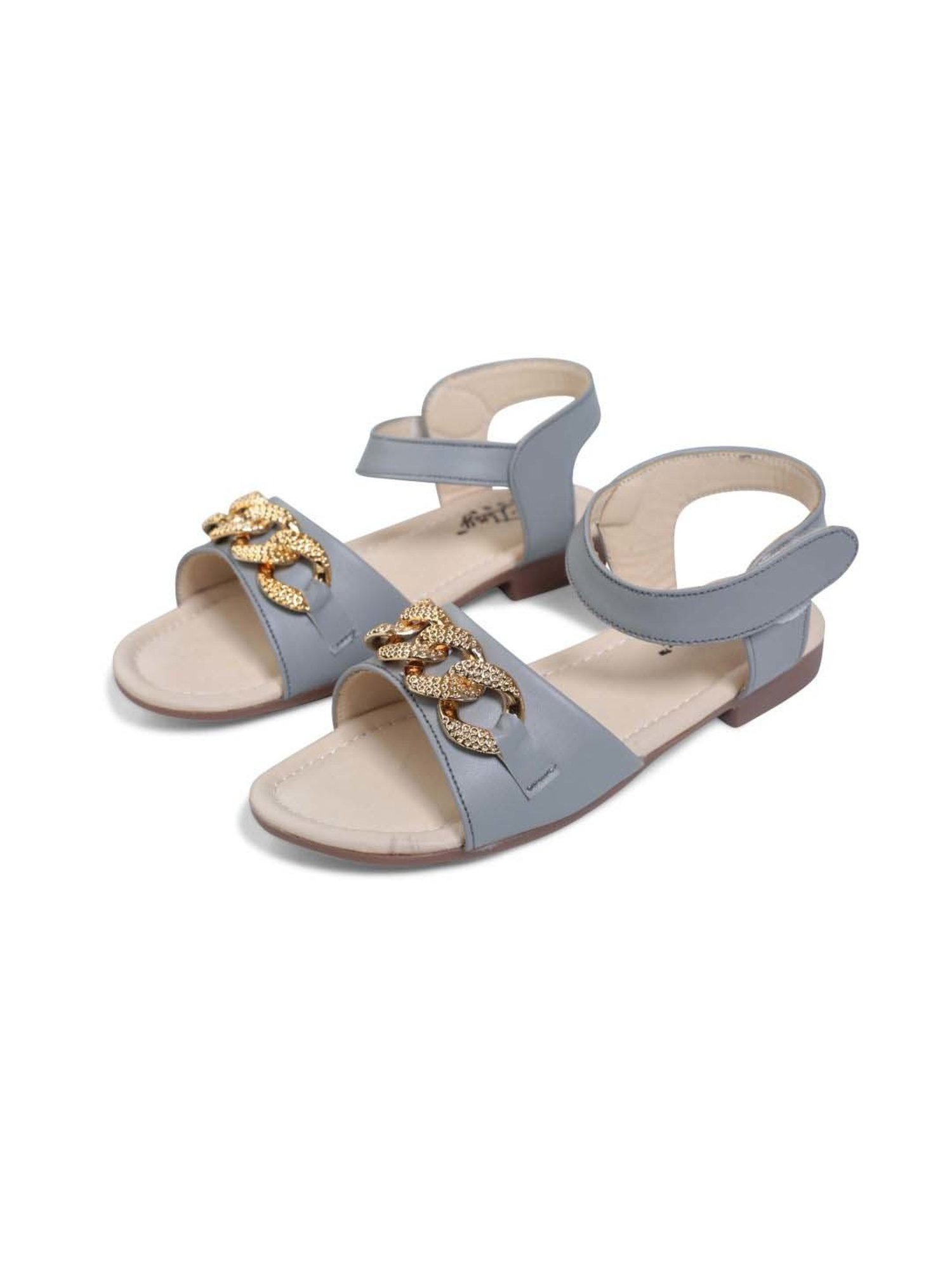 Tiny Bugs Kids Grey & Beige Ankle Strap Sandals