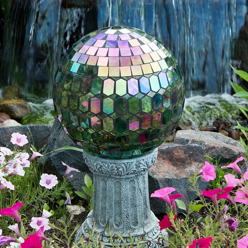 Home & Garden 11.5" Rainbow Prismatic Mosaic Globe Gazing Ball Yard Decor Echo Valley  -  Outdoor Sculptures And Statues