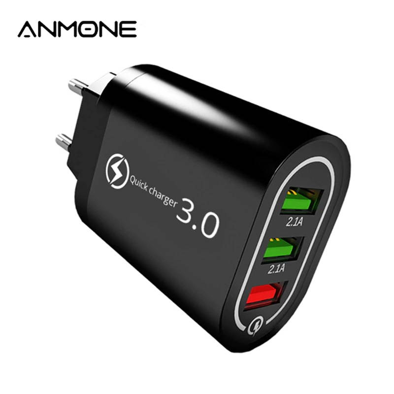 3 Port USB Charger Wall Charger QC3.0 Quick Charger EU US Plug Charging Adapter Phone Charger For Xiaomi Huawei Samsung