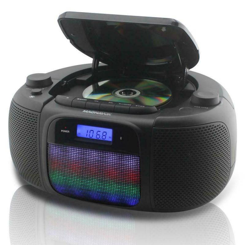 Magnavox MD6972 CD Boombox with Digital AM/FM Radio Color Changing Lights and Bl