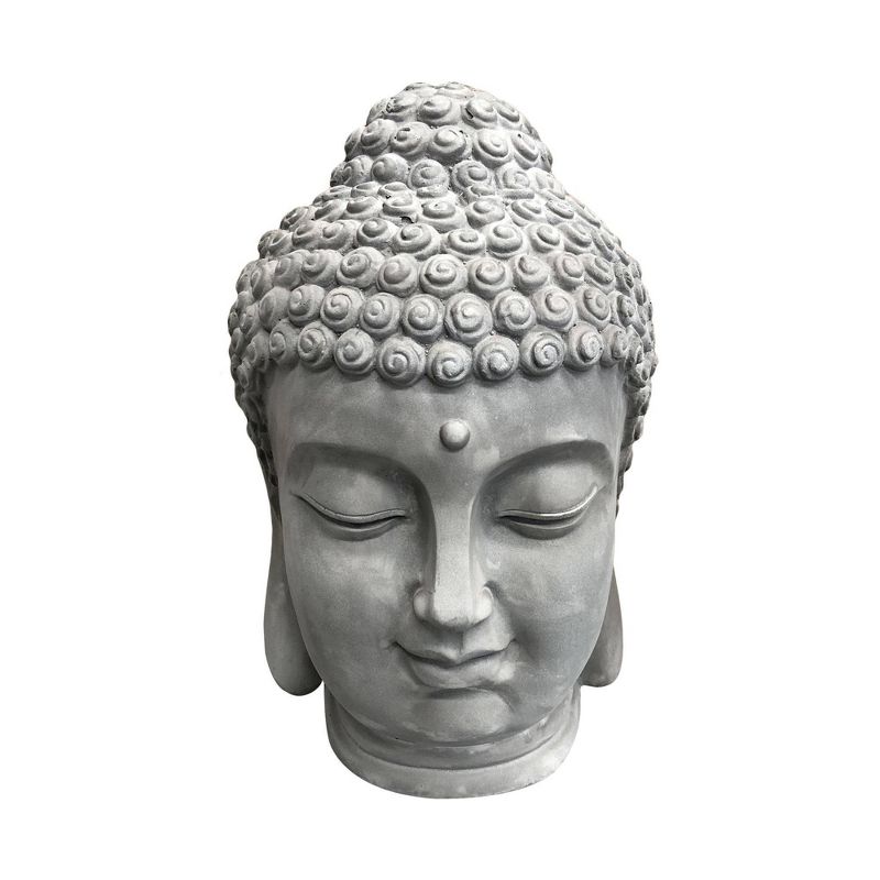 15" Concrete Lightweight Kante Indoor/Outdoor Meditating Zen Buddha Head Statue Gray - Rosemead Home & Garden, Inc.