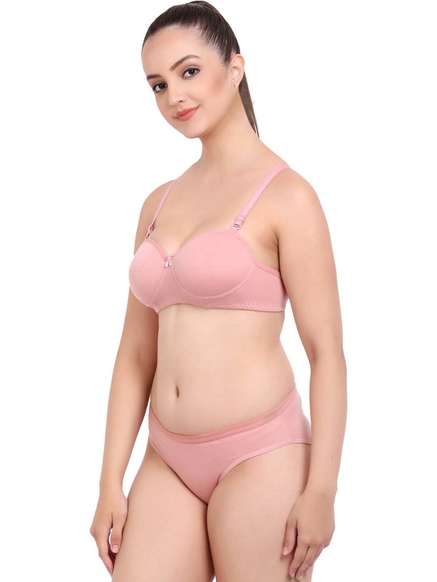AROUSY Baby Pink Cotton Bra & Panty Set