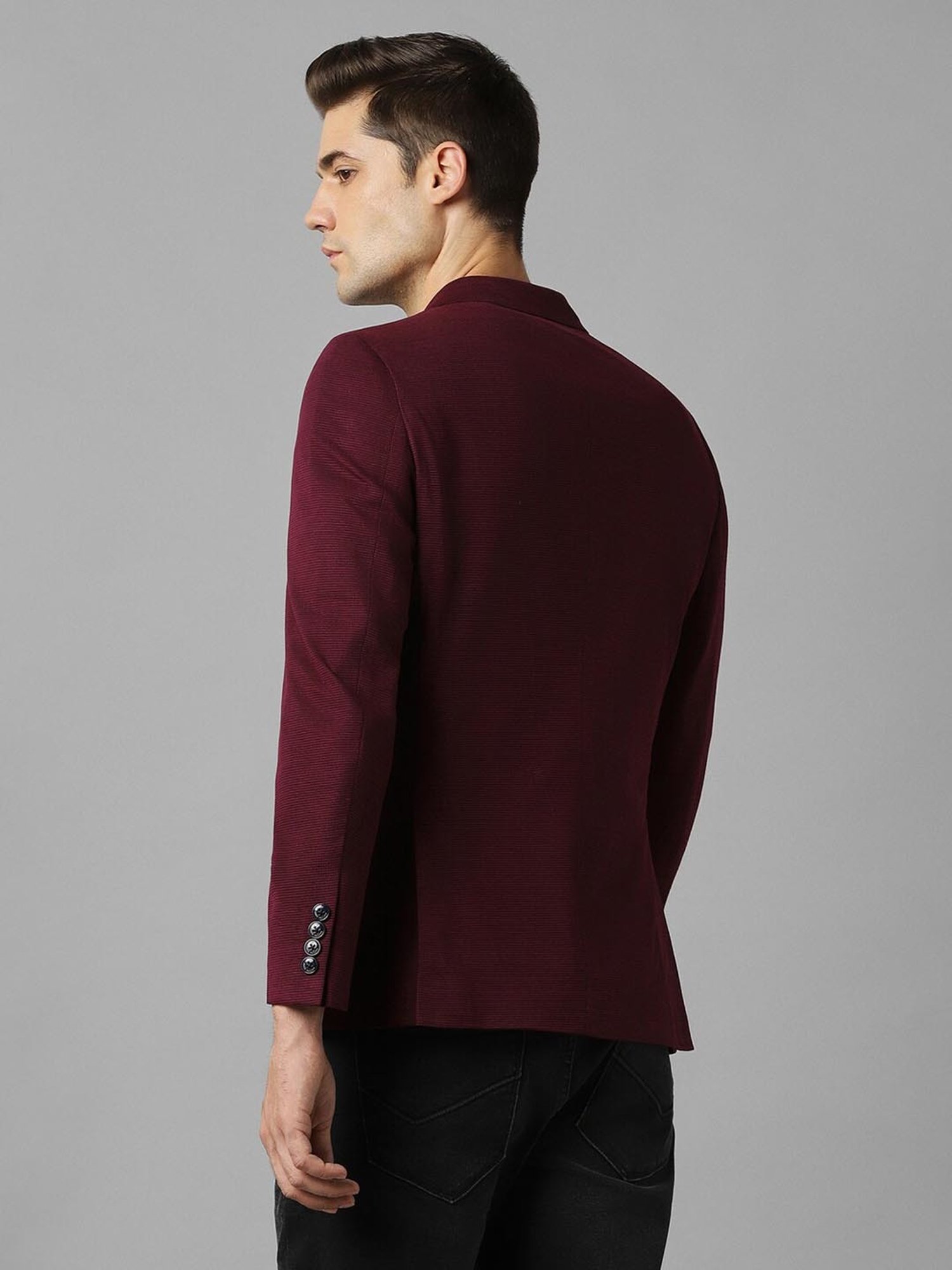 Louis Philippe Sport Maroon Cotton Slim Fit Blazer