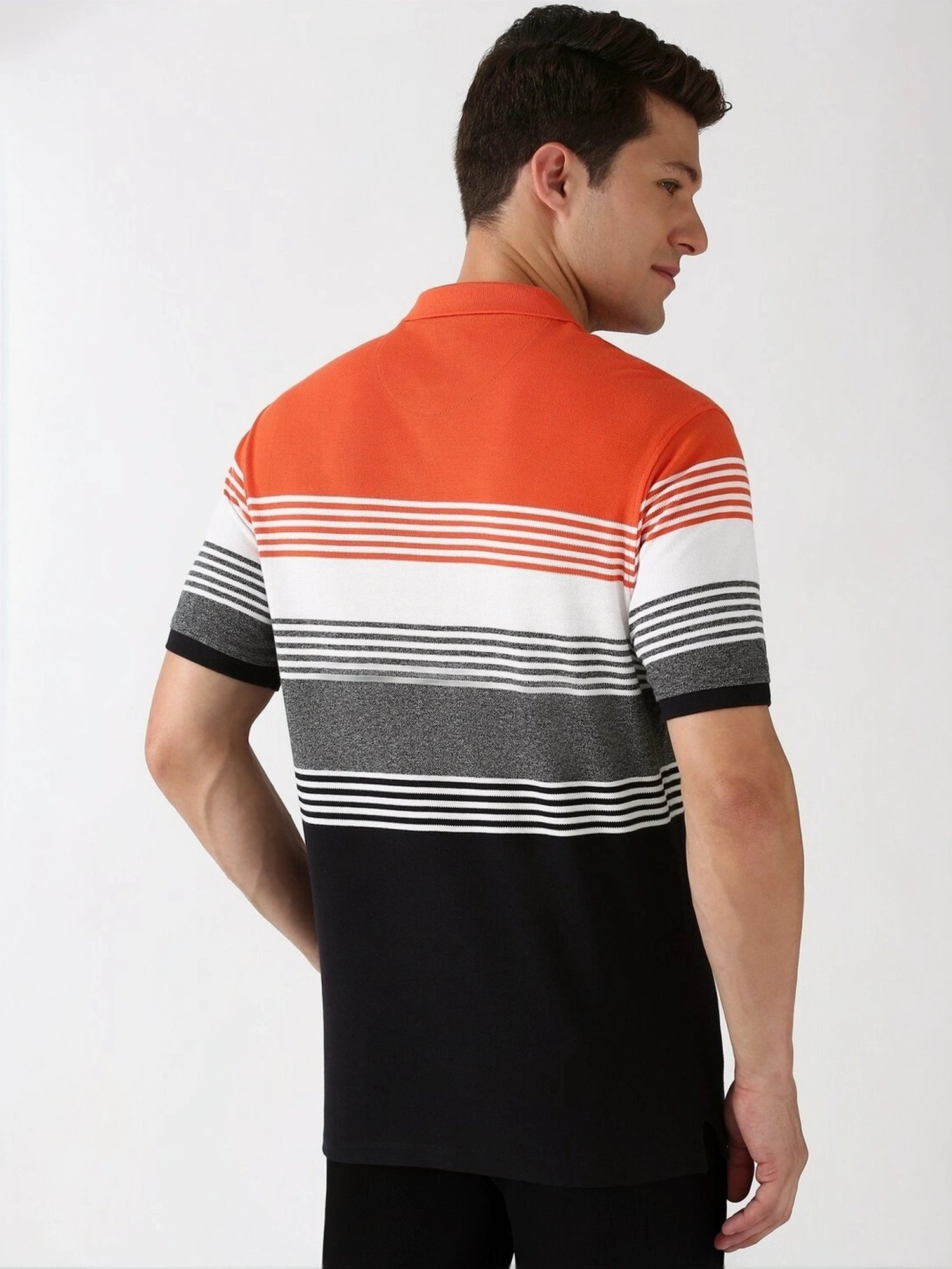 Peter England Black Regular Fit Printed Polo T-Shirt