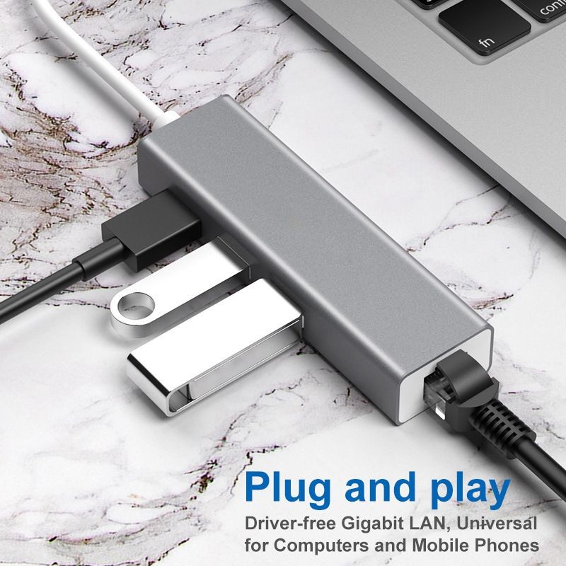 Type-C to Rj45 Network Card 100M Usb3.0 Hub Hub Type C to Rj45 Converter