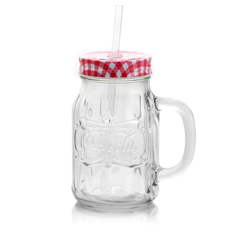 Coca-Cola Country Classic 20 oz Mason Jar with Lid & Straw