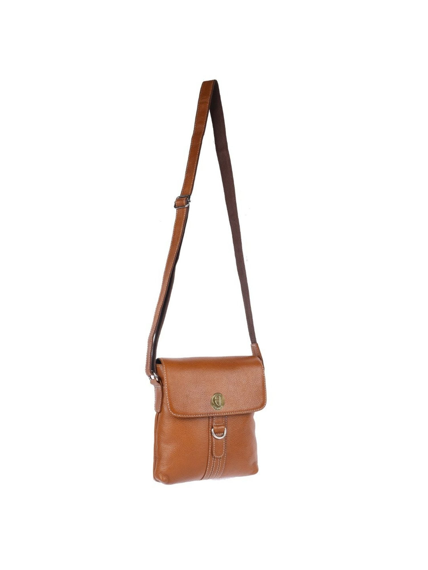 HiLEDER Brown Textured Medium Leather 8 inch Cross Body Bag