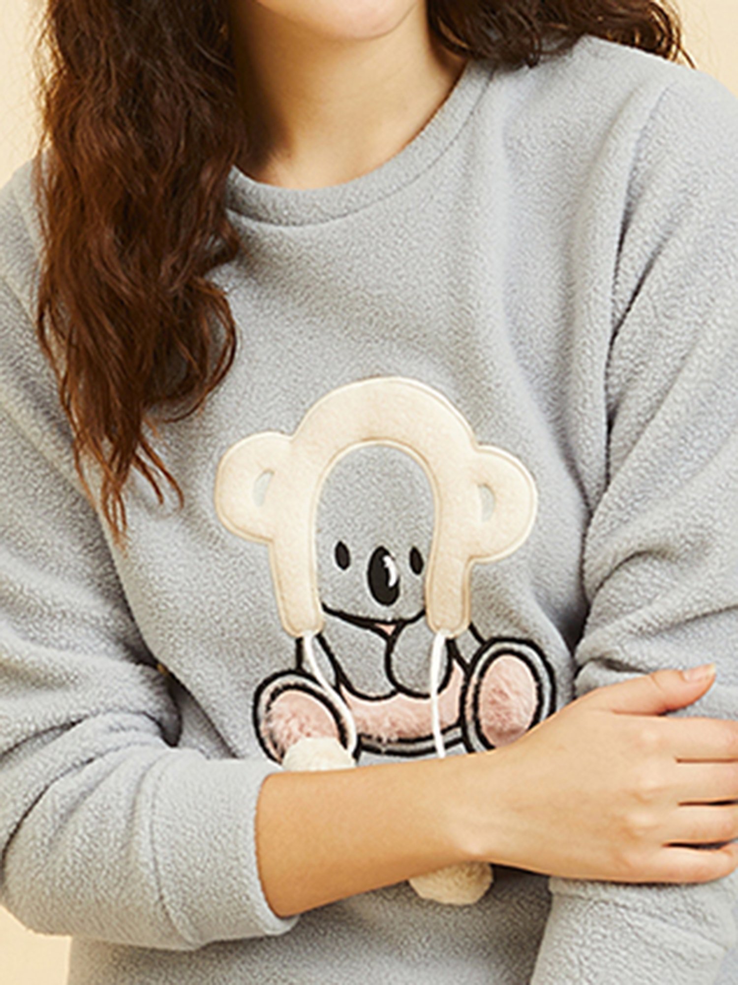 Sweet Dreams Grey Printed Pullover With Pants