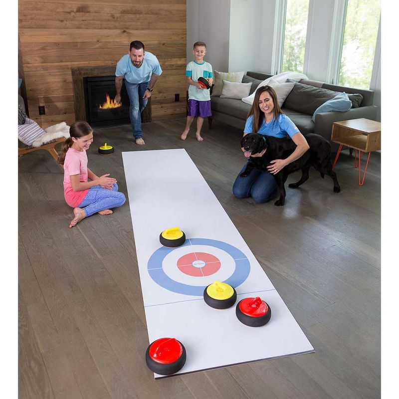 HearthSong Curling Zone Indoor Family Game with Six Battery-Operated Hovering Stones and 11L x 2W Mat