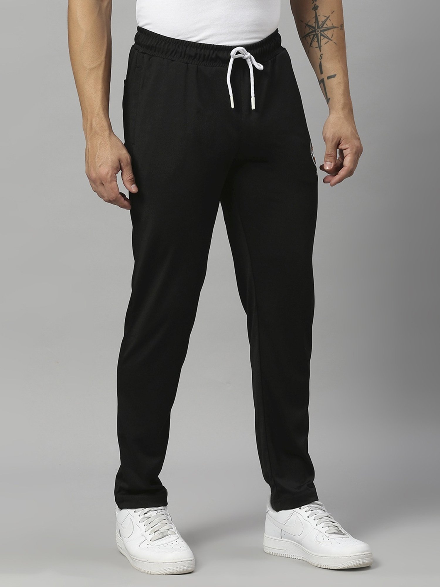 Fitz Black Slim Fit Sports Trackpants