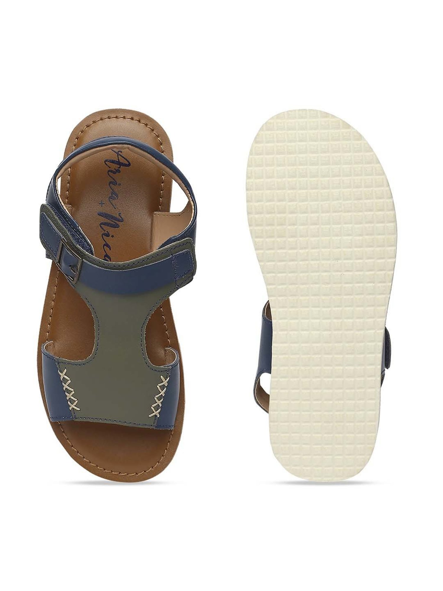 Aria Nica Kids Steve Olive & Blue Casual Sandals