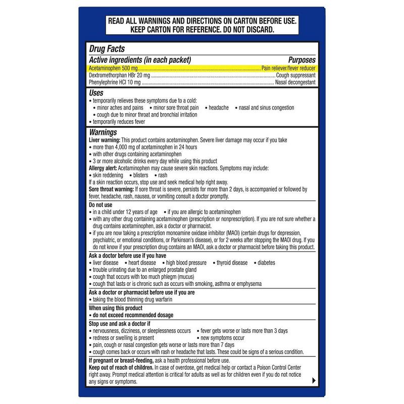 Theraflu Multi-Symptom Severe Cold Relief Powder - Acetaminophen - Green Tea & Honey Lemon - 6ct