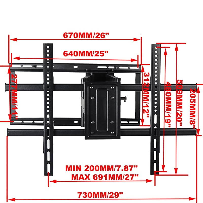 24 inch Extension Full Motion Swivel Articulating TV Wall Mount Bracket for Most 4090 LED LCD OLED Plasma Flat Screen TV with VESA 684x400600x400400x400200x200mm MW480B BCL