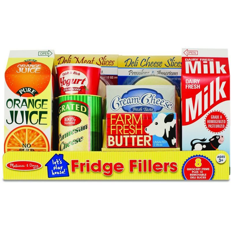 Melissa & Doug Fridge Groceries Play Food Cartons (8pc) - Toy Kitchen Accessories