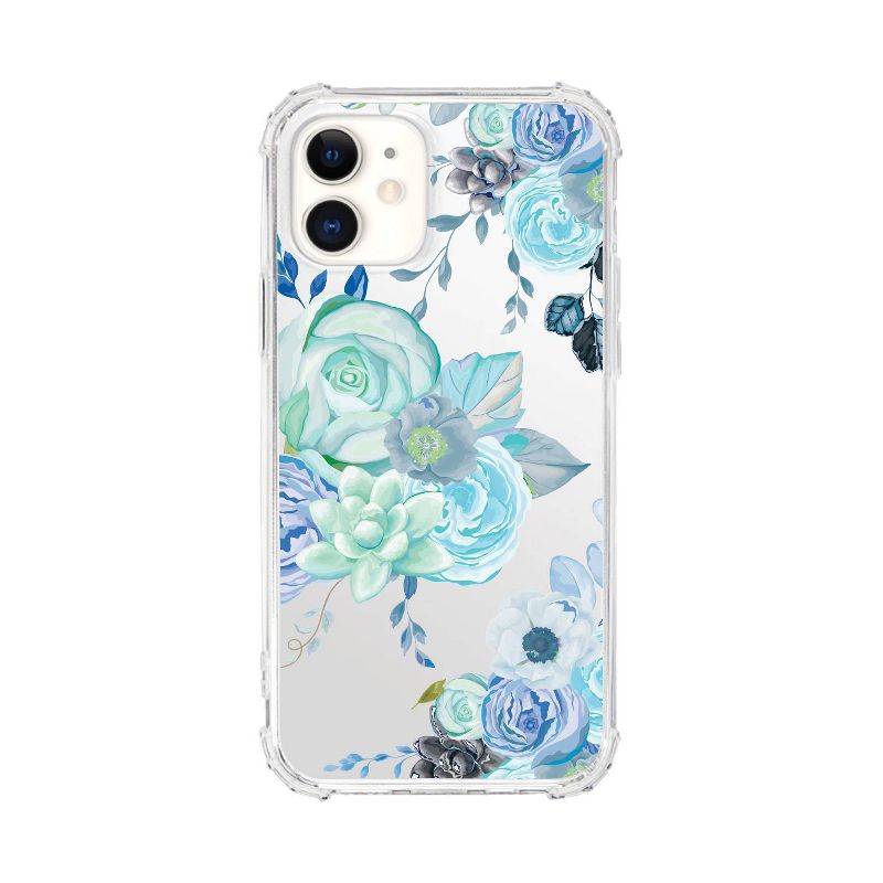 OTM Essentials Apple iPhone 12 Mini Tough Edge Clear Phone Case - Flower Garden Blue