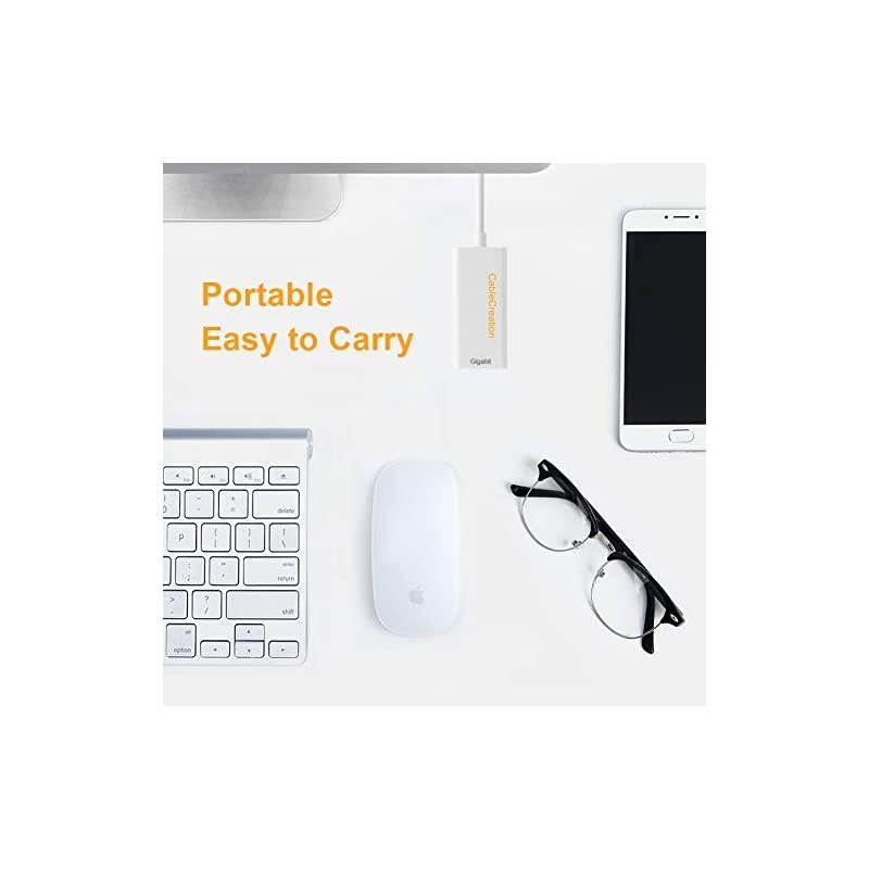 USB C to Ethernet Adapter  RJ45 to USB C Network LAN 1Gbps Adapter Type C to Ethernet Dongle Thunderbolt 3 Compatible for MacBook Pro 2020 2019 2018 2017 Dell XPS 2019 White