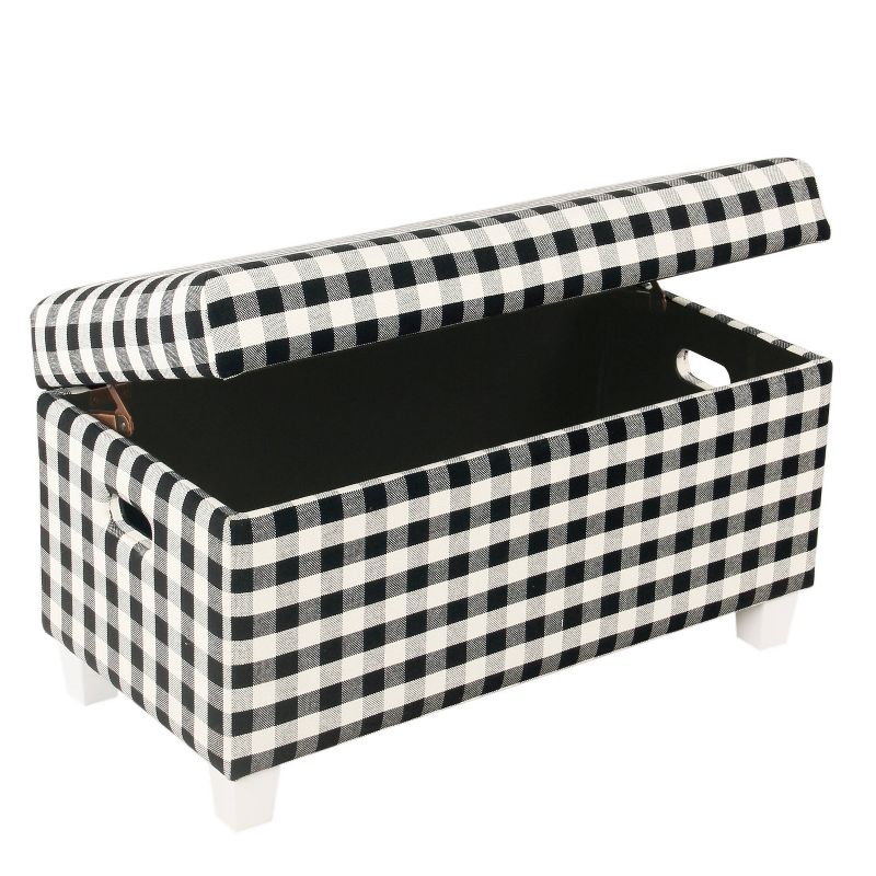 Storage Bench Black Plaid - HomePop