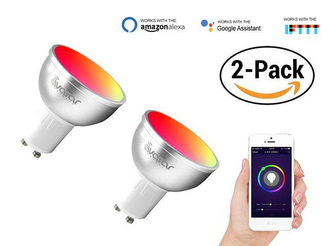 Avatar Controls Wifi Bulb, GU10 Dimmable Smart LED Light Bulb with APP Remote Control ON/OFF/Color Switch, Compatible with Amazon Alexa/Google Assistant/IFTTT (2 Pack)