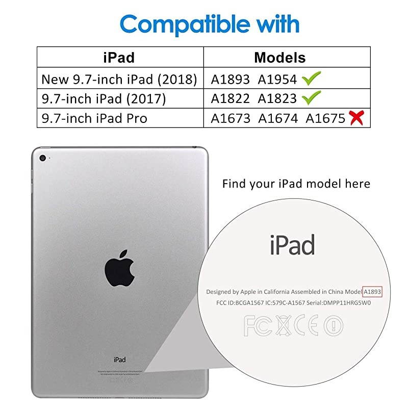 Case for iPad (9.7-Inch, 2018/2017 Model, 6th/5th Generation), Smart Cover Auto Wake/Sleep, Rose Gold