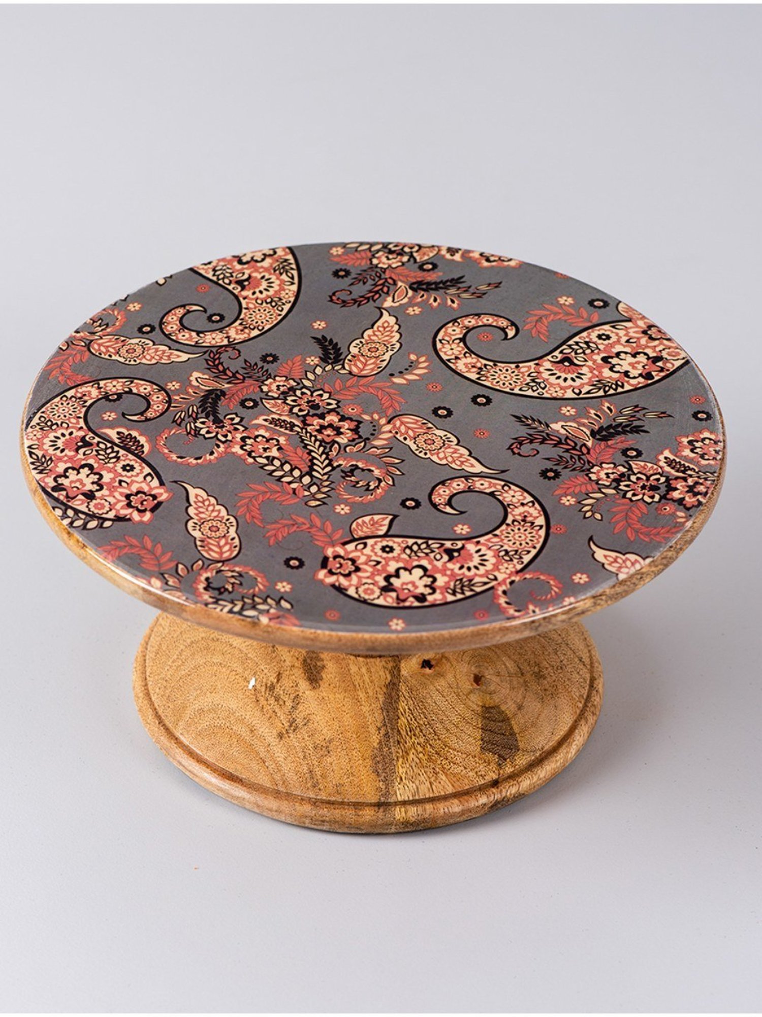 Nestroots Grey Cake Stand Cup for decoration cake plate Dessert Stand Wooden Printed Cake Holder