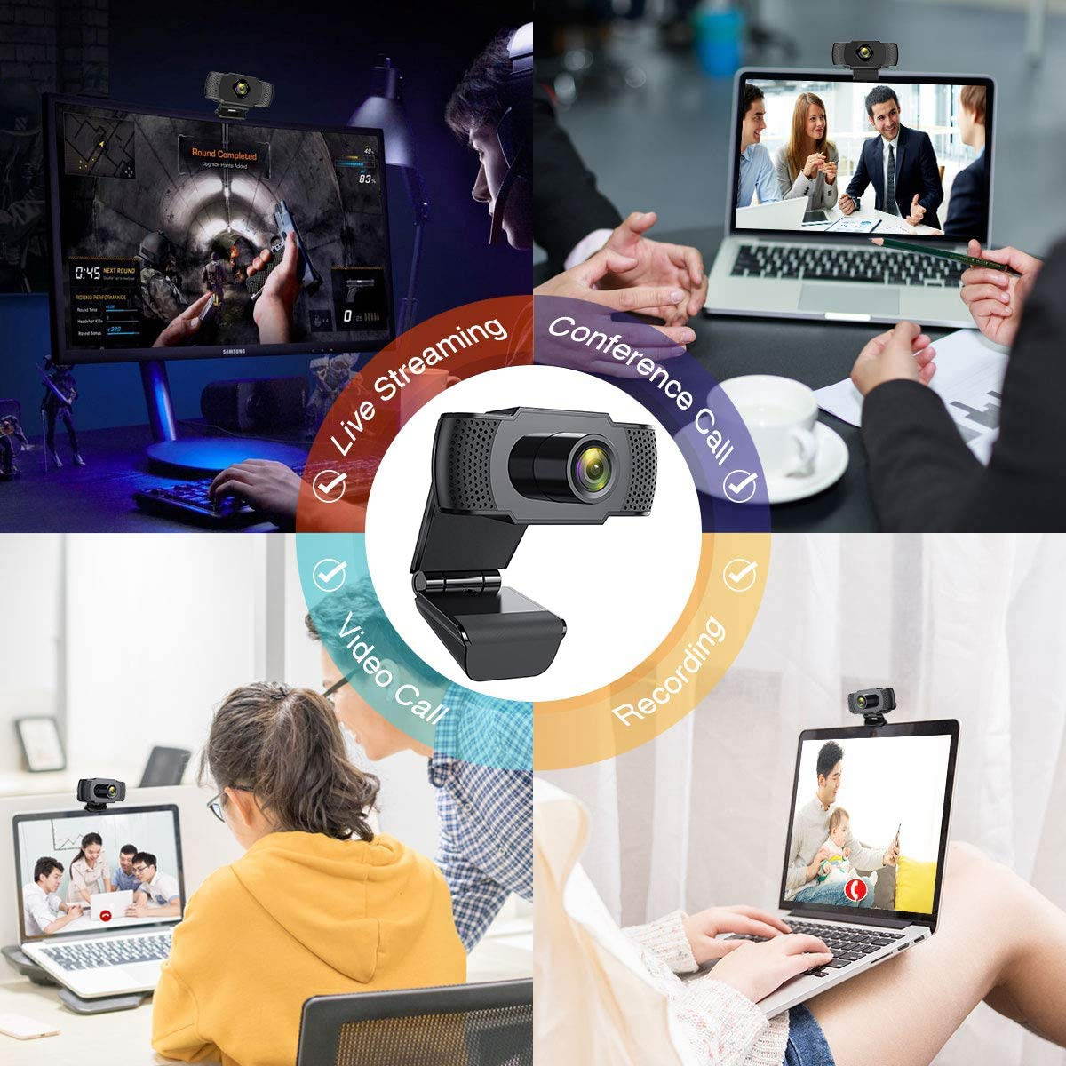 Video Streaming Camera HD 1080p Video Conferencing Cameras with Dual Microphone for Desktop Computer PC USB 3.0