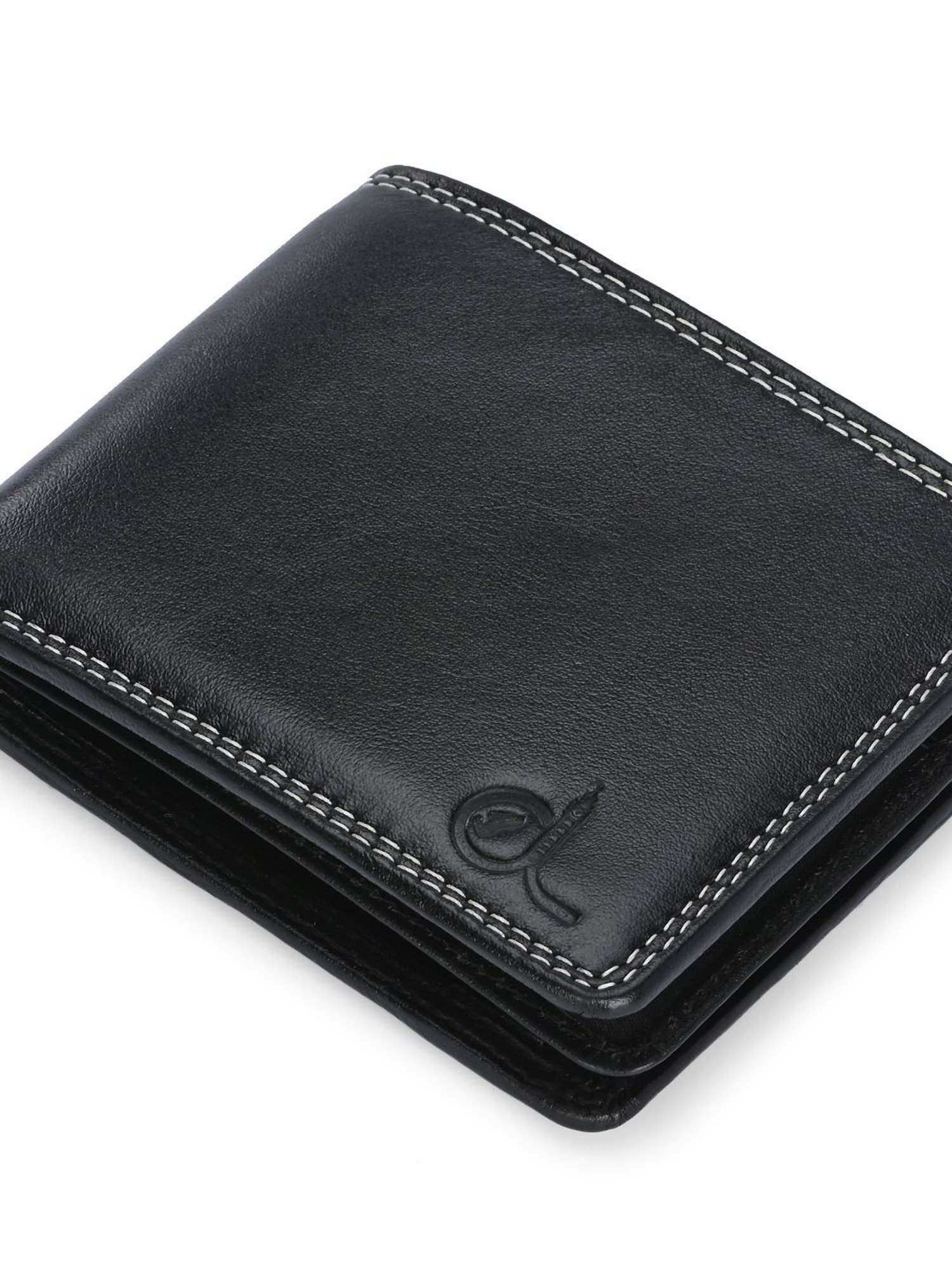 Clog London Black Leather Small Bi-Fold Wallet for Men