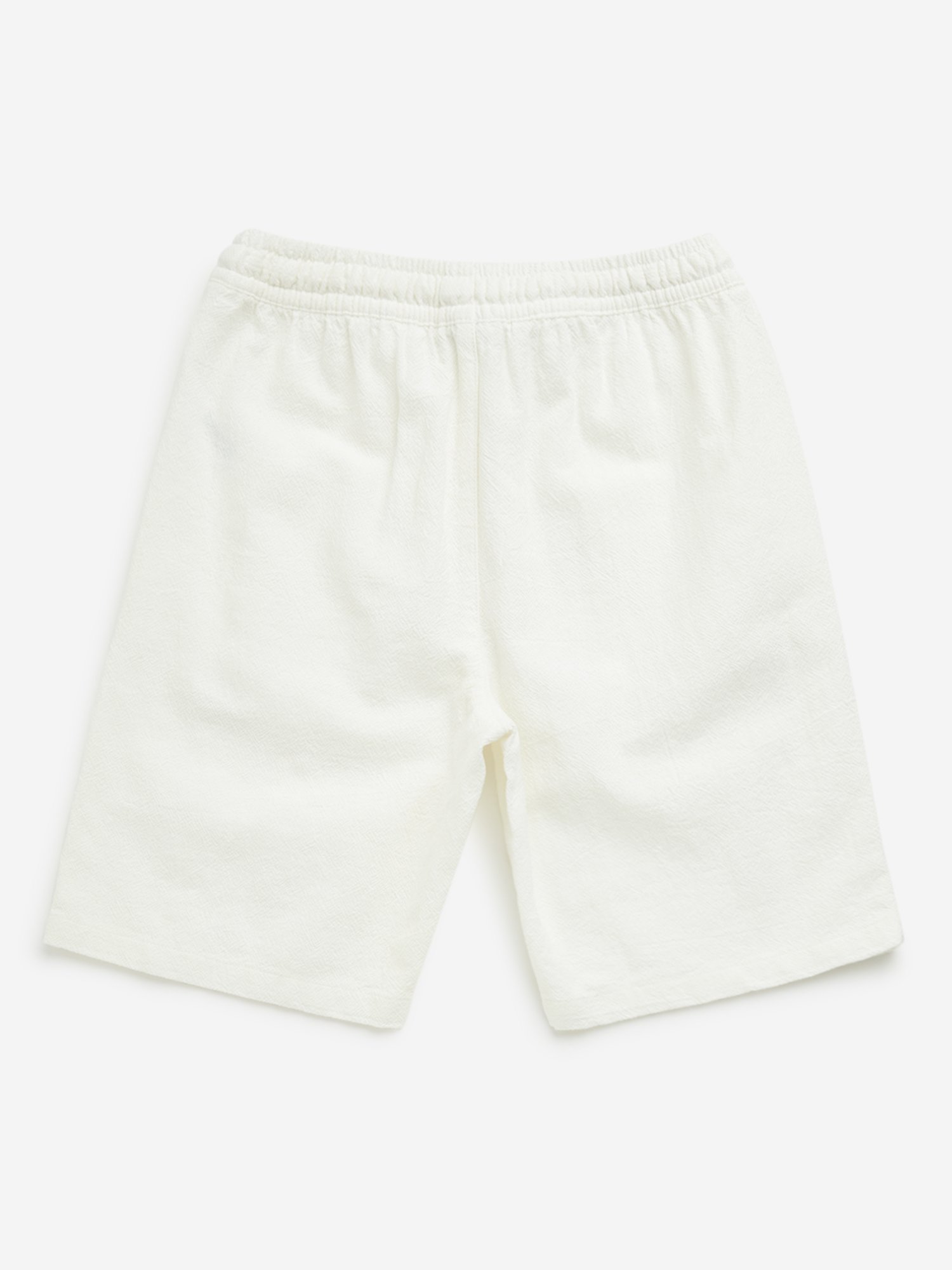 Y&F Kids by Westside Off-White Textured Mid-Rise Cotton Shorts