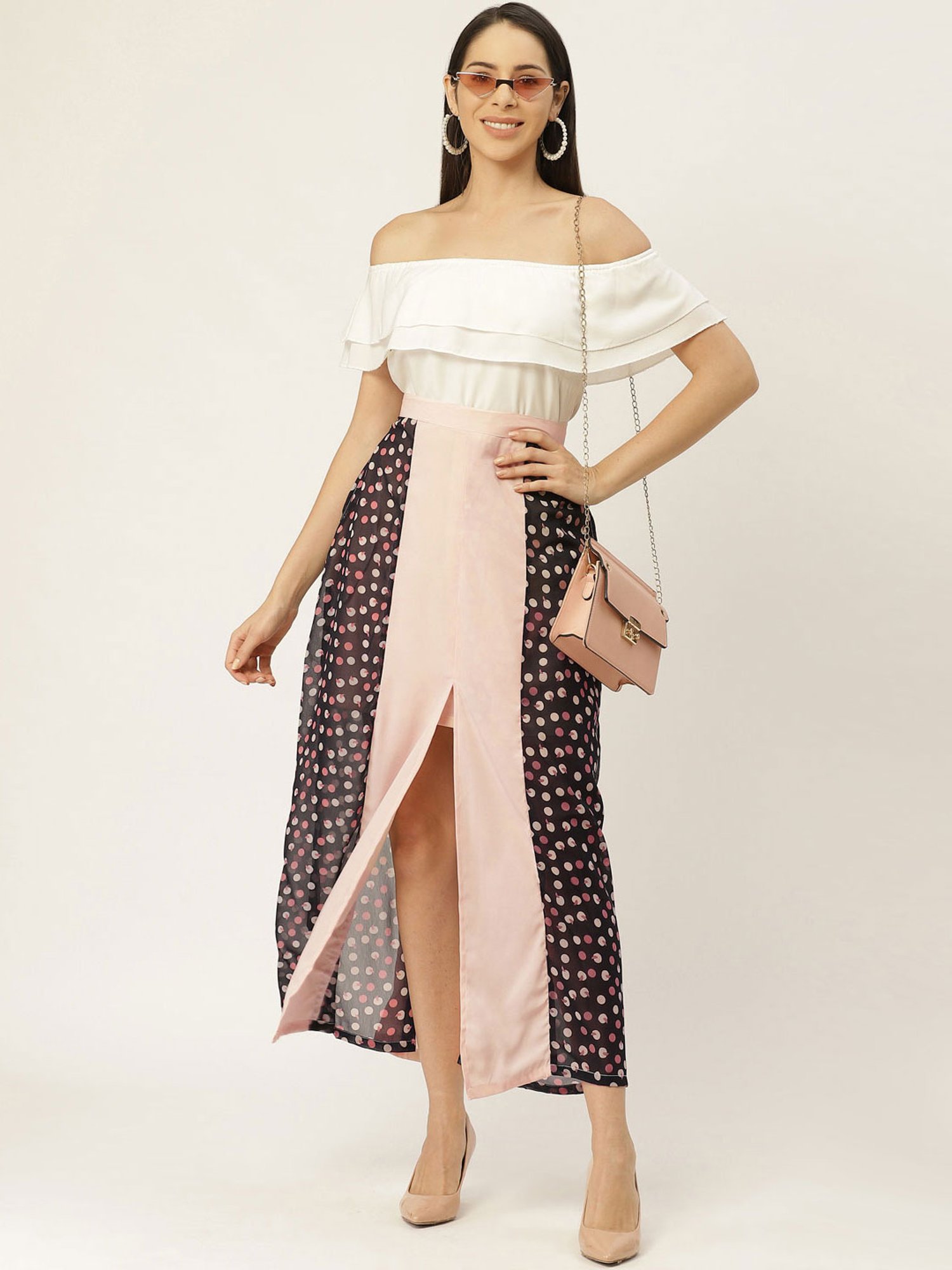 Belle Fille Beige Printed Skirt