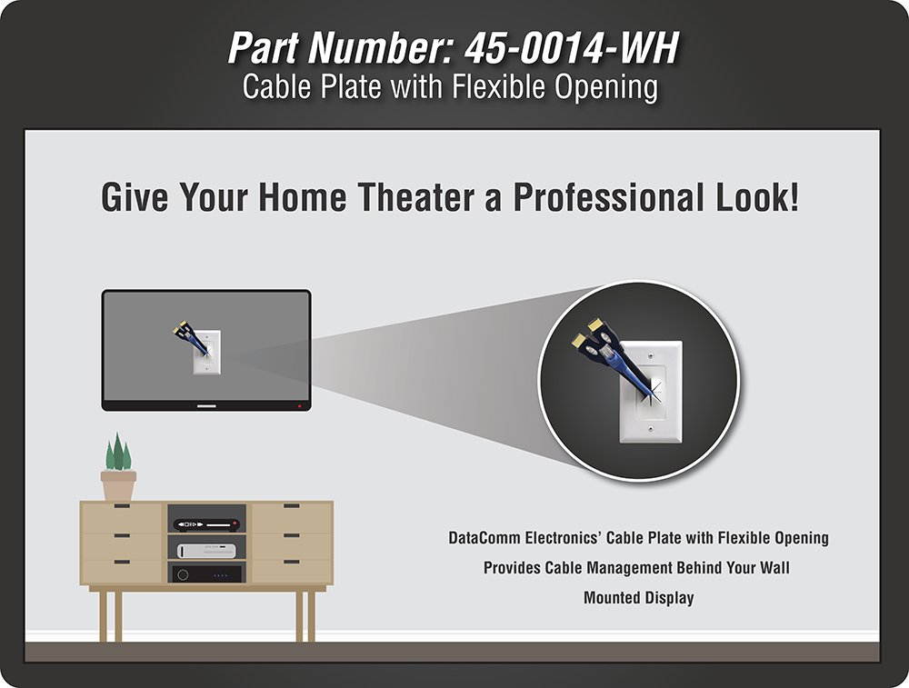 DataComm Electronics 45-0014-BK Cable Plate with Flexible Opening, 1-Gang - Black