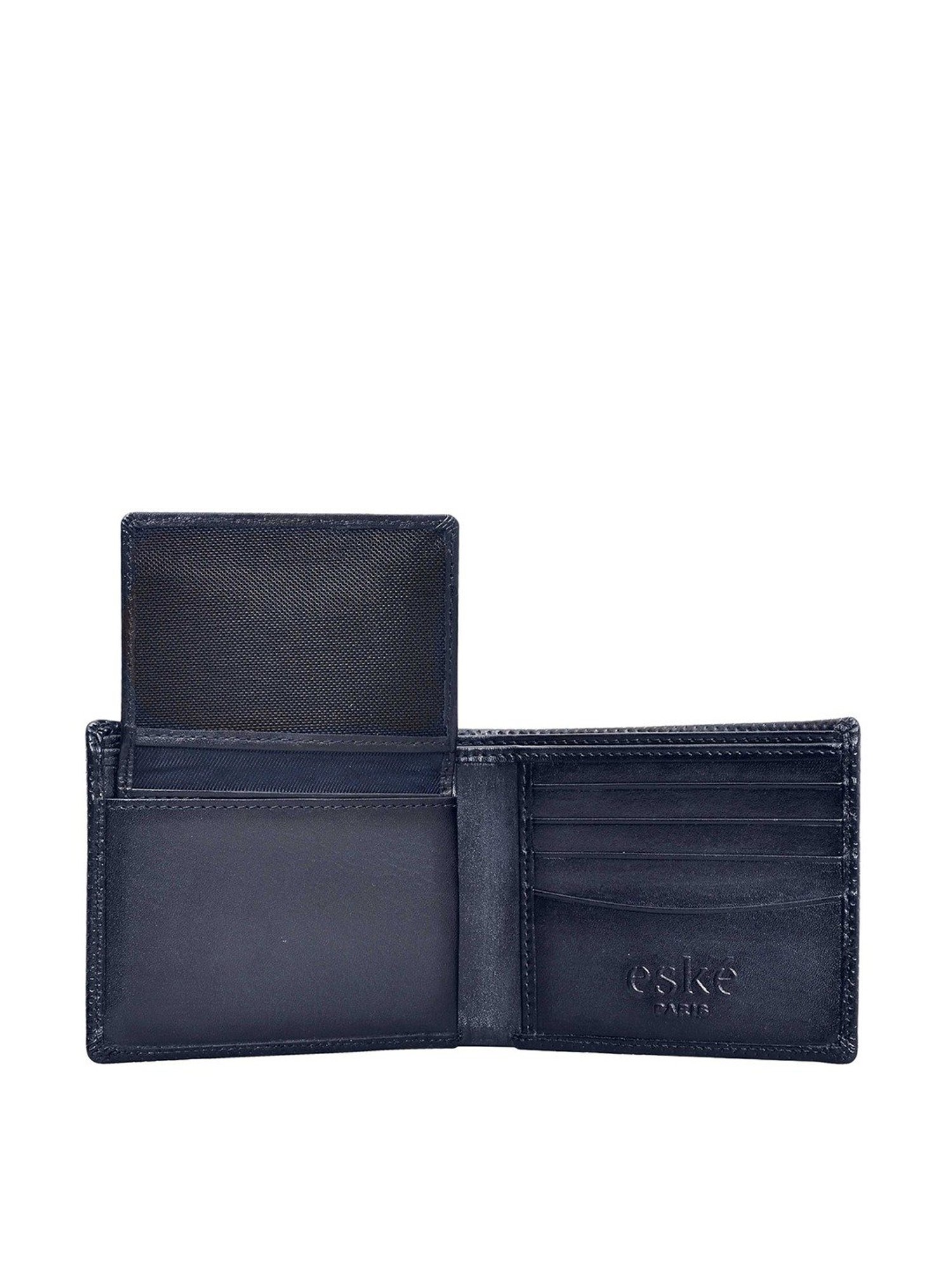 Eske Navy Casual Leather Bi-Fold Wallet for Men